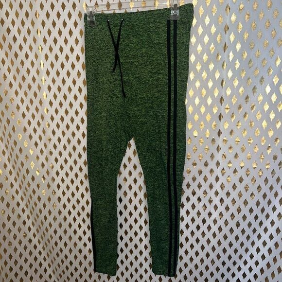 Neon Green leggings stripes size M - Picture 1 of 6